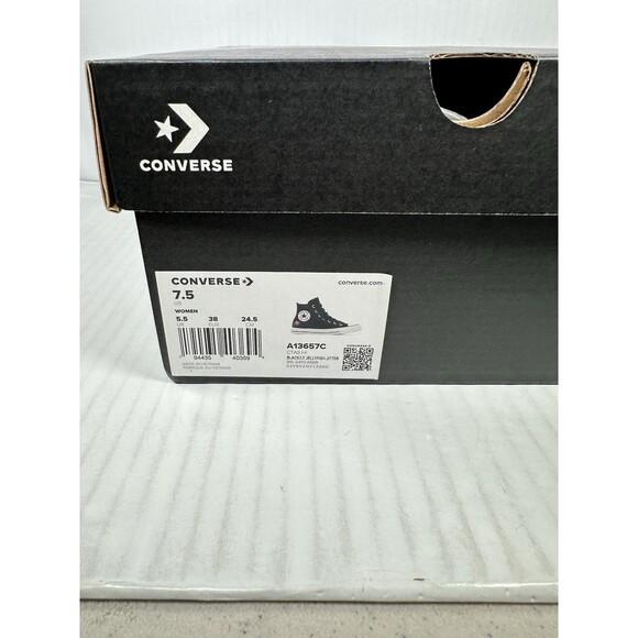 Sz 7.5 Converse Women Sneaker Black Hi Rose Embroidered Jellyfish Jitter A13657C - Picture 9 of 9